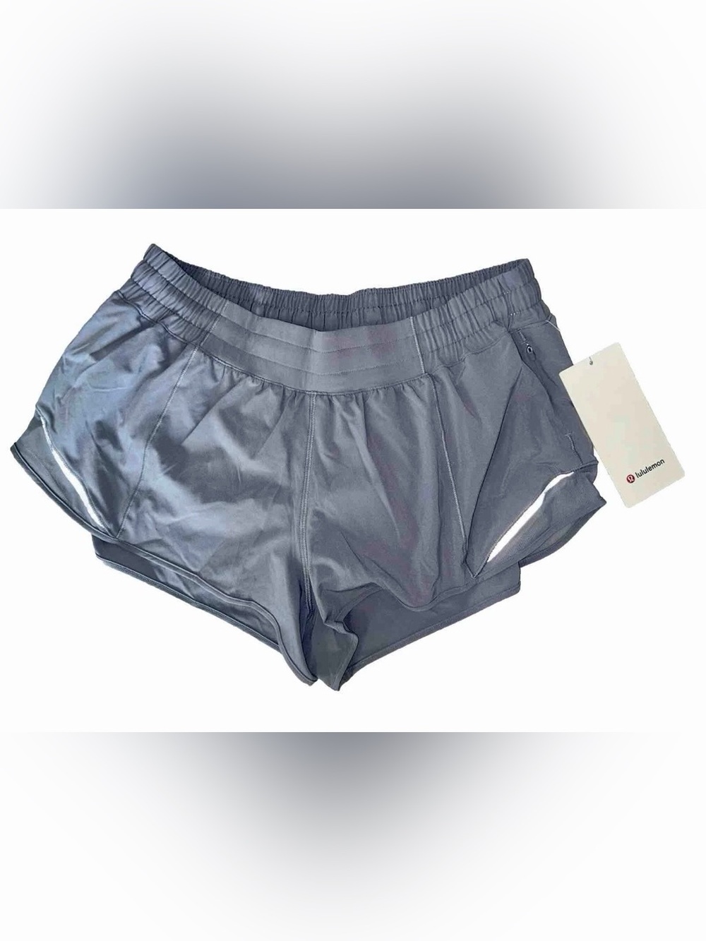 NWT LULULEMON SIZE 12 HOTTY HOT LOW RISE 2.5” SHORT AUTHENTIC RHINO GRAY LINED